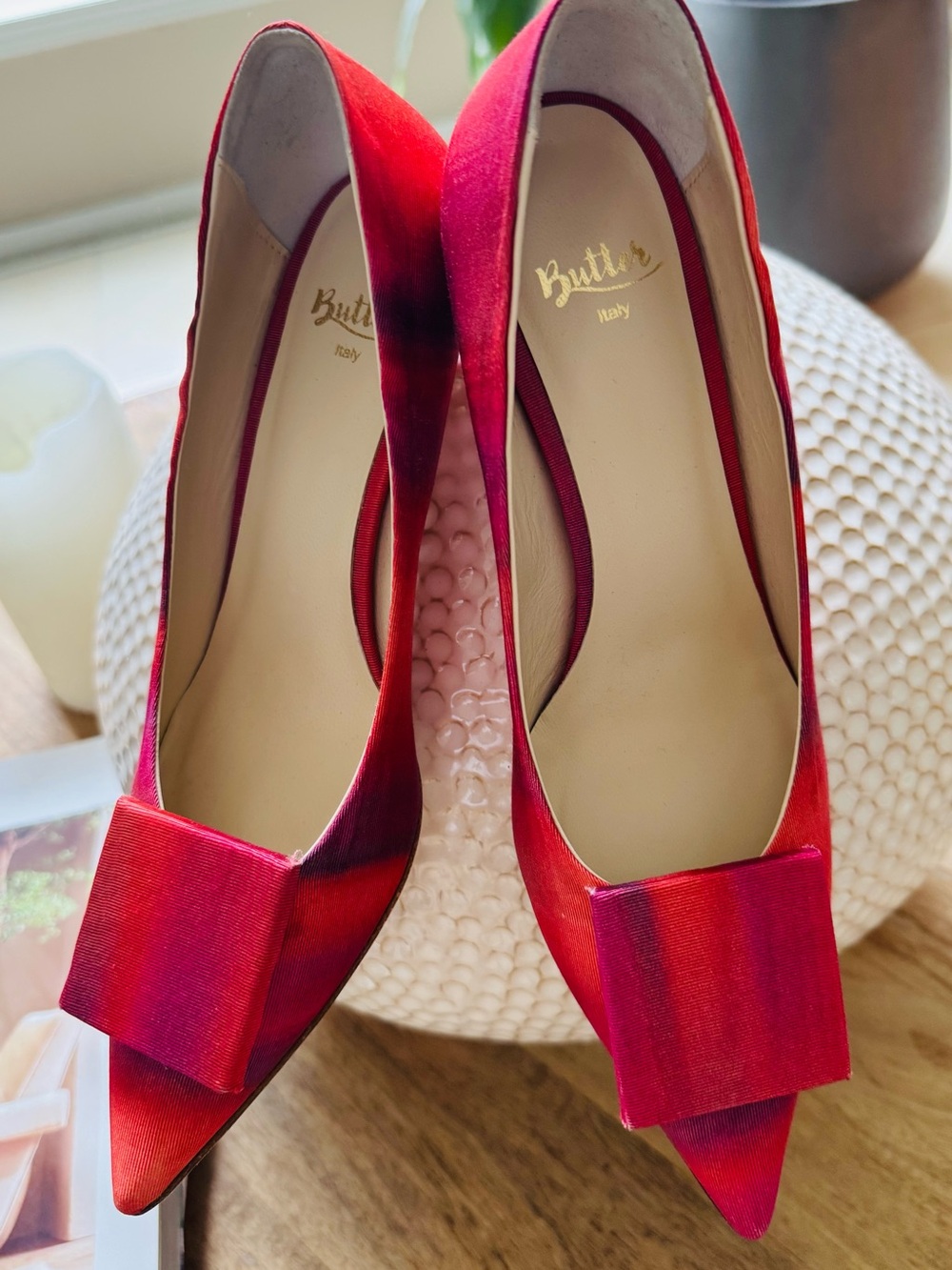 Vero Cuoio butter made in ItalyPink and Red Pointed-Toe Pumps - Picture 7 of 8